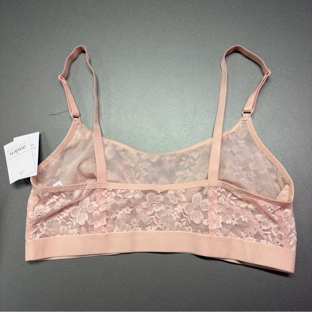 Auden 2 Pack Women's Size Large Lightly Lined Scoop Neck Lace Bralette Pink NWT - Picture 6 of 8